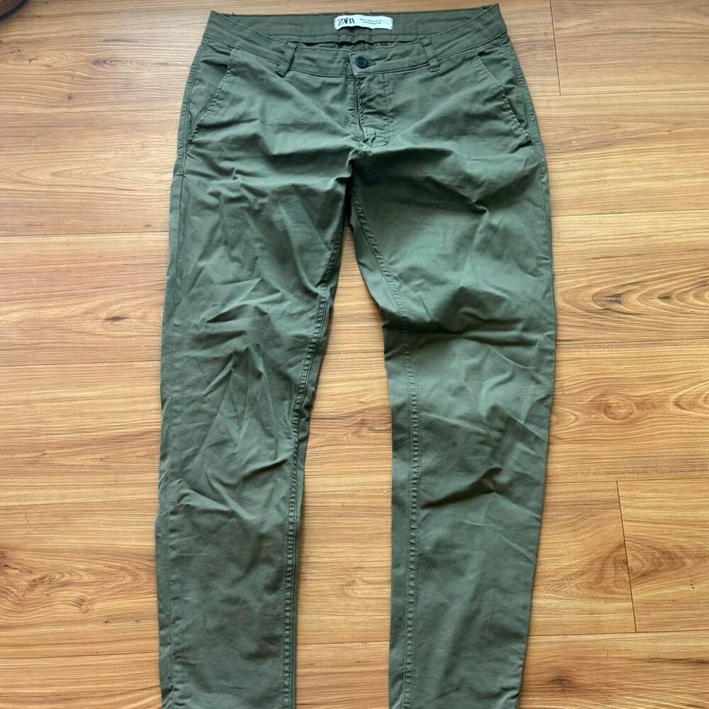 Zara Men Slim Straight Jeans - Olive Green